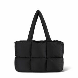 Puffer Tote Bag Large Capacity Soft Padded Yoga Gym Pilates Shopping Bag Black